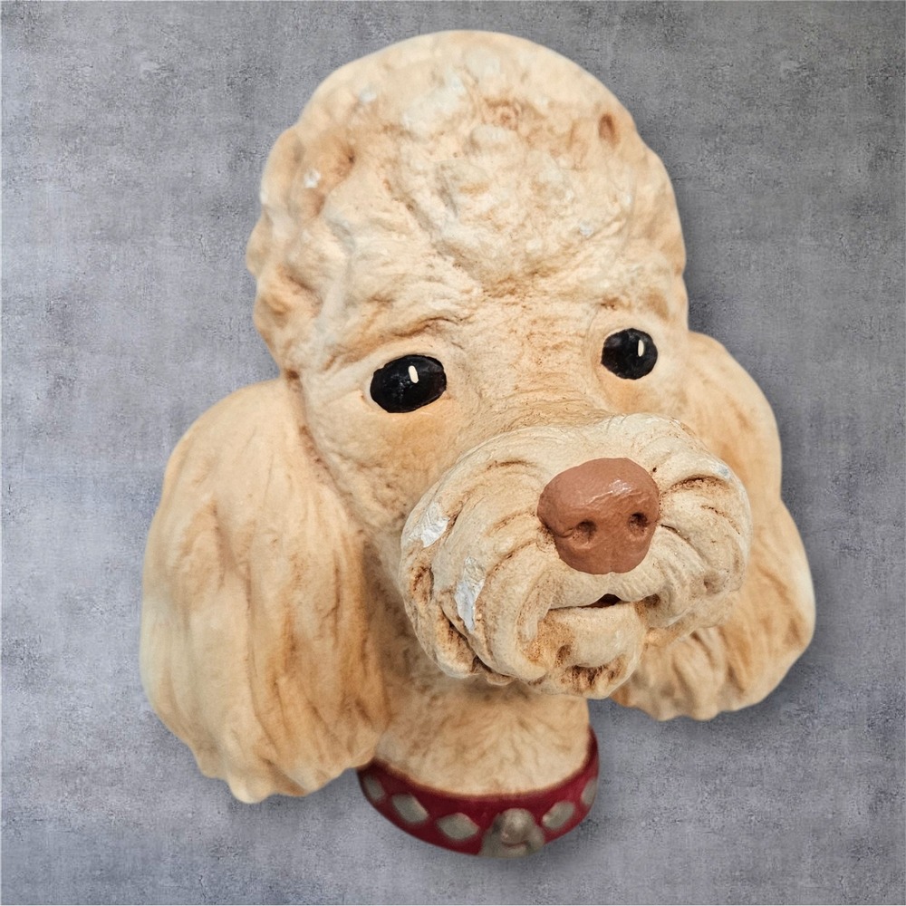 Vintage 1981 Ceramic Poodle Dog Wall Hanging Plaque 3D Art